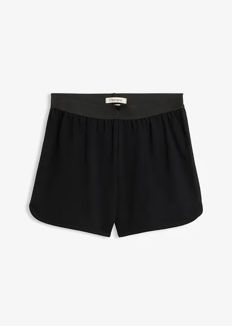 Sweat-Shorts mit abgerundetem Saum in schwarz von vorne - bonprix