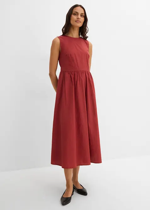 Midikleid aus reiner Bio-Baumwolle in rot von vorne (Totalaufnahme) - bonprix