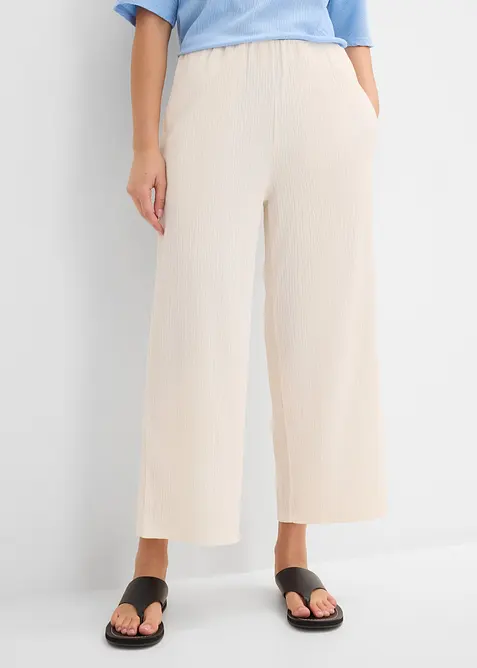 Culotte aus strukturiertem Material in weiß von vorne - bonprix