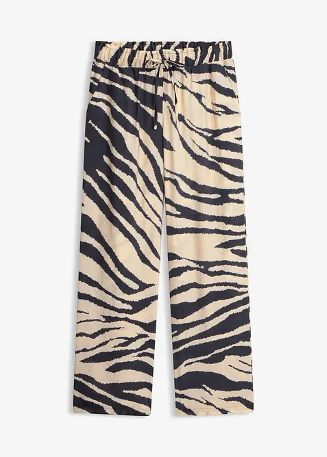 Palazzo-Hose aus fließendem Viskose-Mix in beige von vorne - bonprix