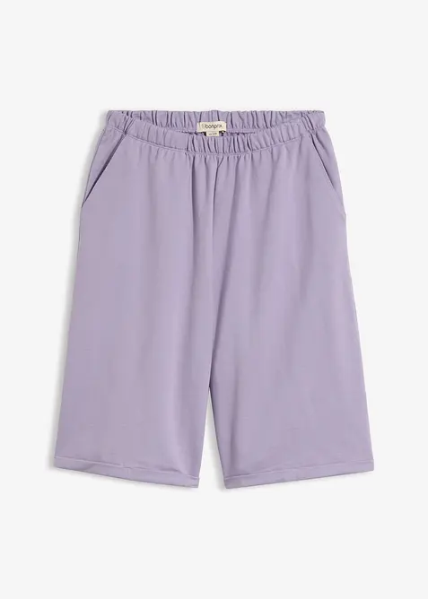 Sweat-Bermuda aus leichter Baumwolle in lila von vorne - bonprix
