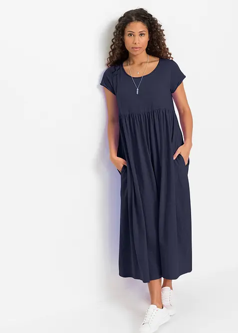Shirtkleid aus Bio-Baumwolle in blau im Look von vorne (Totalaufnahme) - bonprix