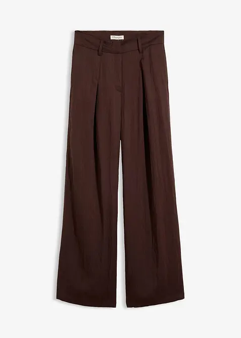 Sommerliche Bundfaltenhose in braun von vorne - bonprix