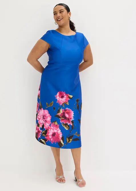 Midikleid in blau von vorne (Totalaufnahme) - bonprix