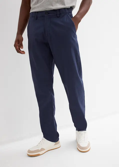 Regular Fit Leinenhose, Straight in blau von vorne - bonprix