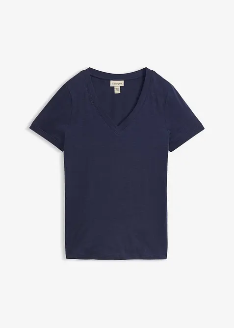 T-Shirt aus reiner Baumwolle in blau von vorne - bonprix