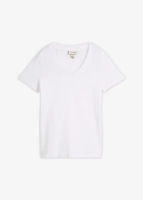 T-Shirt aus reiner Baumwolle in weiß von vorne - bonprix