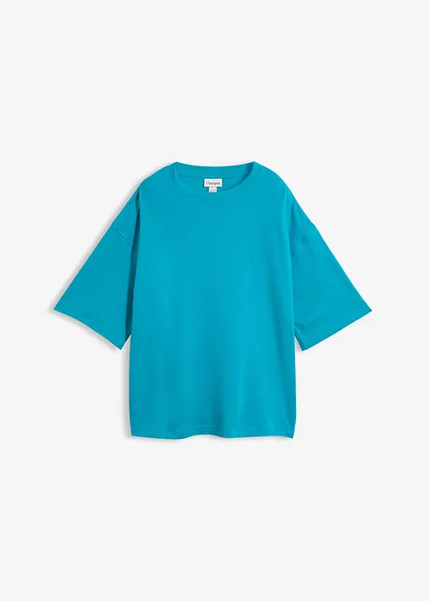 Oversize-Shirt aus reiner schwerer Bio-Baumwolle in blau von vorne - bonprix