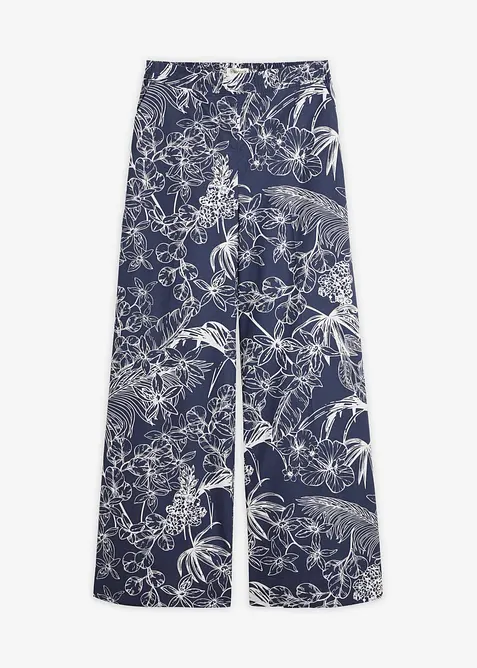 Marlenehose aus reiner Baumwolle in blau von vorne - bonprix