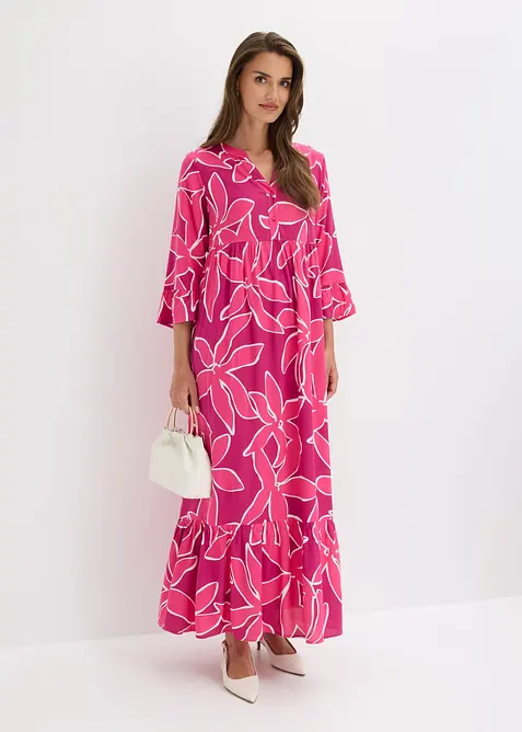 Tunika-Kleid aus fließender Viskose in pink im Look von vorne (Totalaufnahme) - bonprix