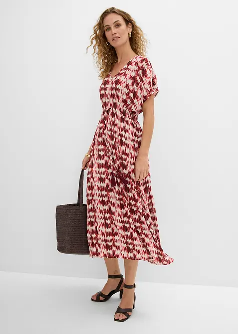 Maxikleid aus strukturierter Viskose in weiß im Look von vorne (Totalaufnahme) - bonprix
