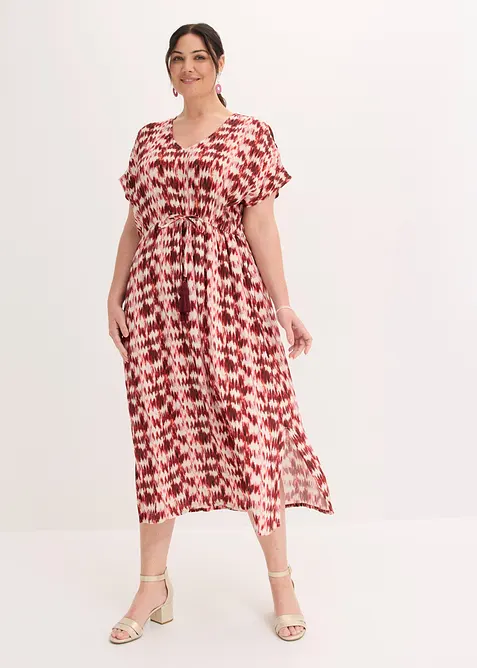 Maxikleid aus strukturierter Viskose in weiß von vorne (Totalaufnahme) - bonprix