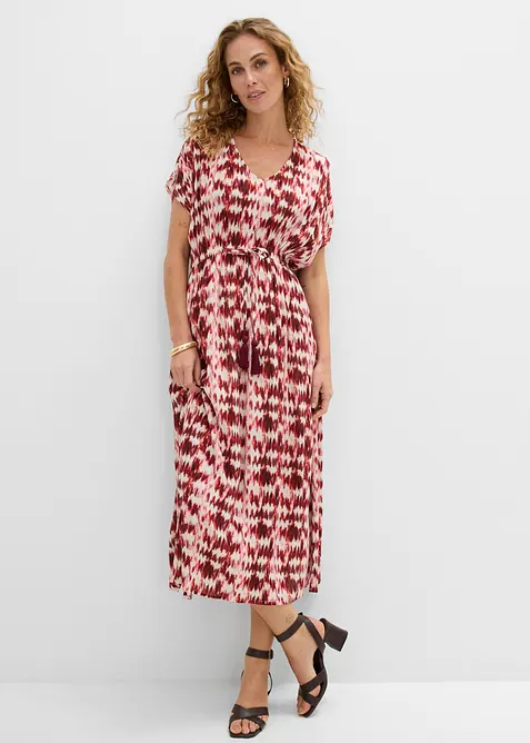 Maxikleid aus strukturierter Viskose in weiß von vorne (Totalaufnahme) - bonprix