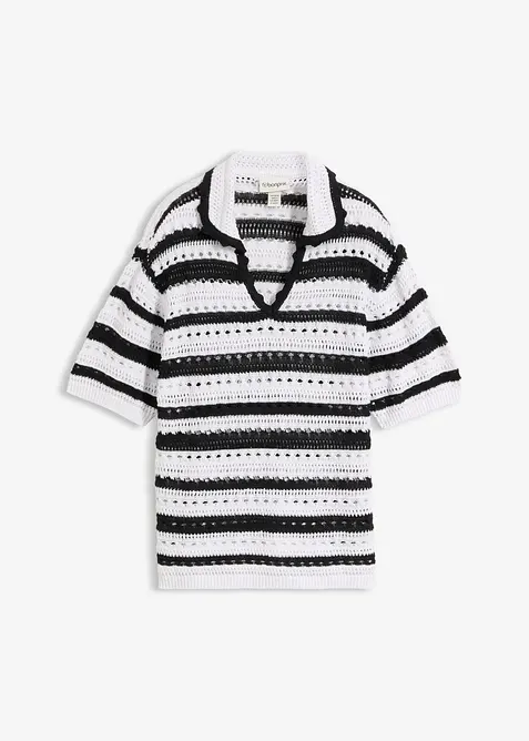 Weites Strickshirt in schwarz von vorne - bonprix