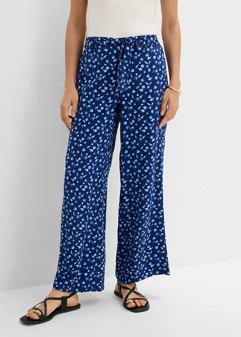Schlupfhose aus reiner Viskose in blau von vorne - bonprix
