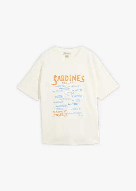 T-Shirt aus schwerer Bio-Baumwolle in weiß von vorne - bonprix