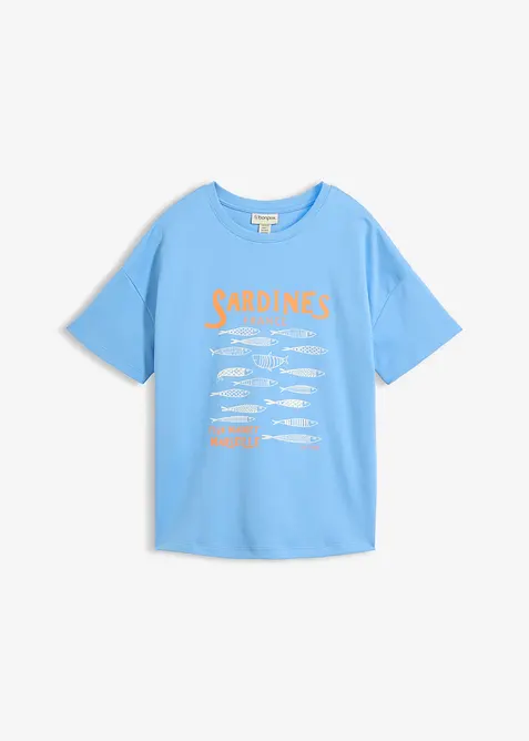 T-Shirt aus schwerer Bio-Baumwolle in blau von vorne - bonprix