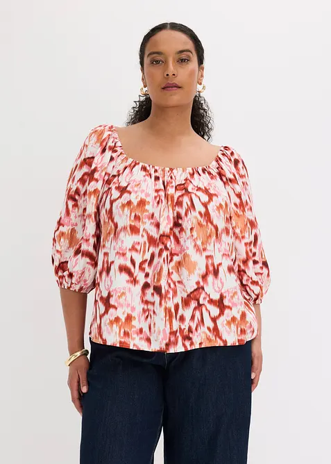 Bluse aus feinem Viskose-Mix in weiß von vorne (im Anschnitt) - bonprix