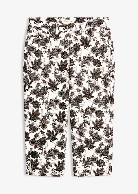 Capri-Hose aus Baumwollstretch in weiß von vorne - bonprix