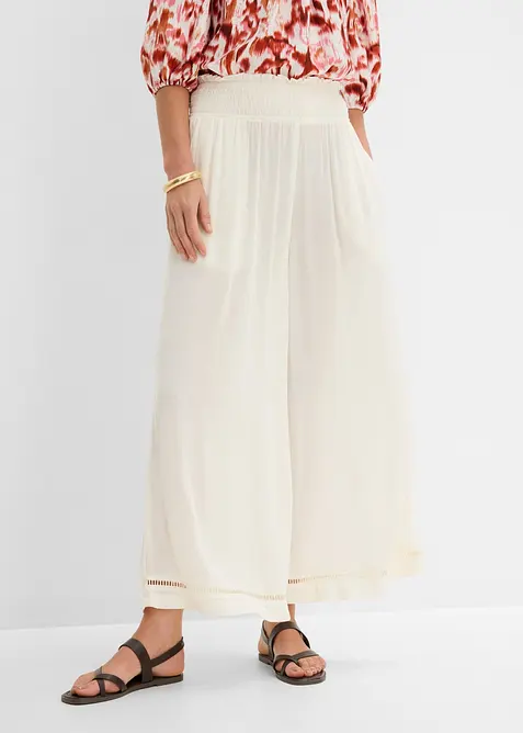 Culotte aus strukturiertem Viskose-Mix in weiß von vorne - bonprix