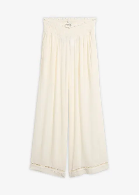 Culotte aus fließendem Viskose-Mix in weiß von vorne - bonprix