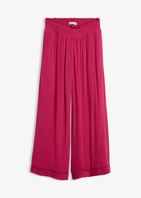 Culotte aus fließendem Viskose-Mix in pink von vorne - bonprix