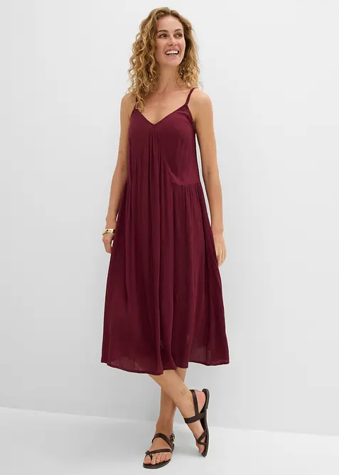 Midikleid aus feiner Viskose in rot von vorne (Totalaufnahme) - bonprix