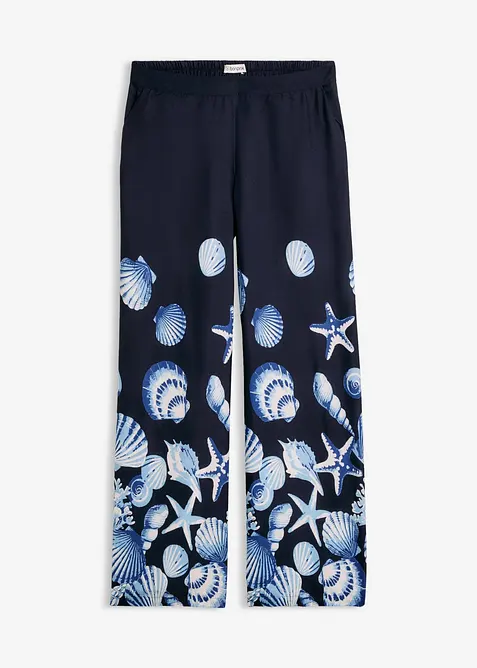 Palazzo-Hose aus fließender Viskose in blau von vorne - bonprix