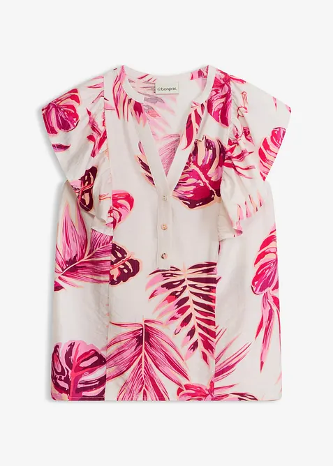 Bluse aus fließendem Viskose-Mix in weiß von vorne - bonprix