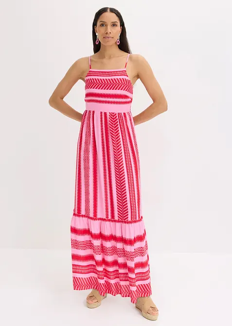 Trägerkleid aus fließender Viskose in pink von vorne (Totalaufnahme) - bonprix