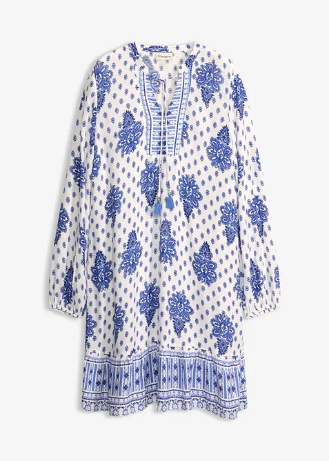 Tunika-Kleid aus  strukturierter Viskose in weiß von vorne - bonprix