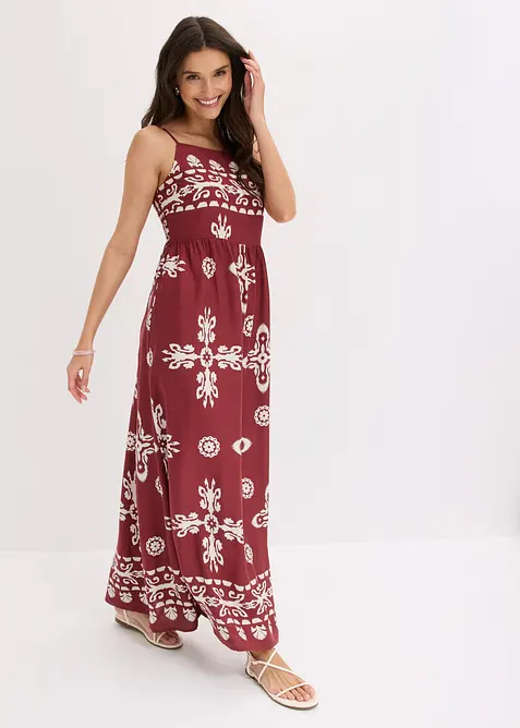Trägerkleid aus fließender Viskose in rot im Look von vorne (Totalaufnahme) - bonprix