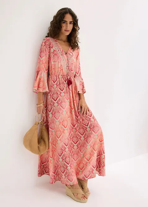 Maxikleid aus fließender Viskose in rot im Look von vorne (Totalaufnahme) - bonprix