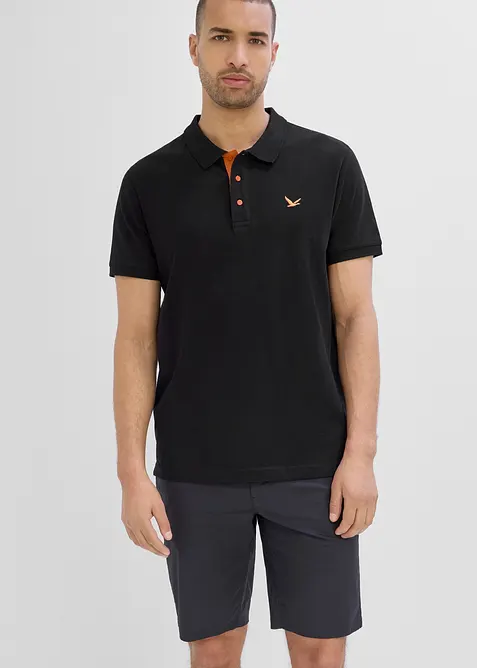 Poloshirt aus robustem Piqué in schwarz von vorne (im Anschnitt) - bonprix