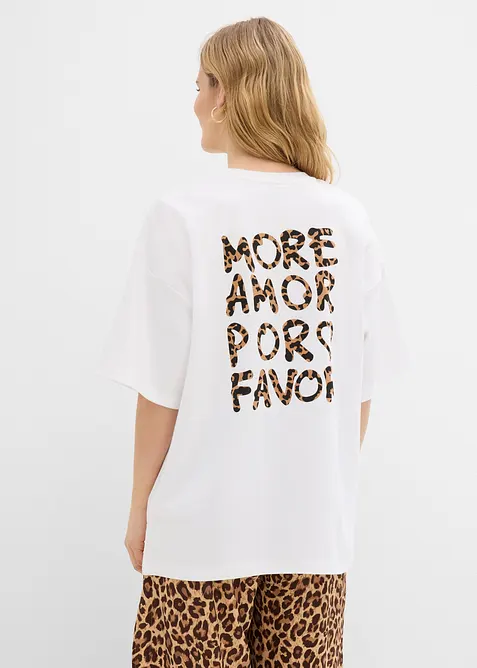 Oversize-Shirt aus schwerer Bio-Baumwolle in weiß von vorne (im Anschnitt) - bonprix