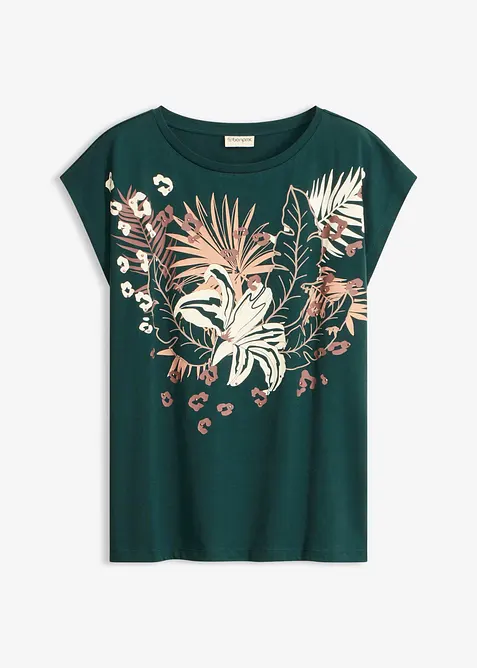 Shirt aus reiner Bio-Baumwolle in grün von vorne - bonprix