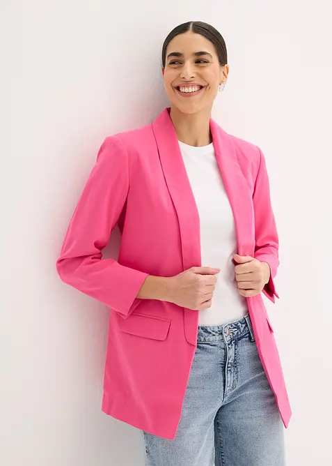 Longblazer aus Viskose-Mix in pink von vorne (im Anschnitt) - bonprix