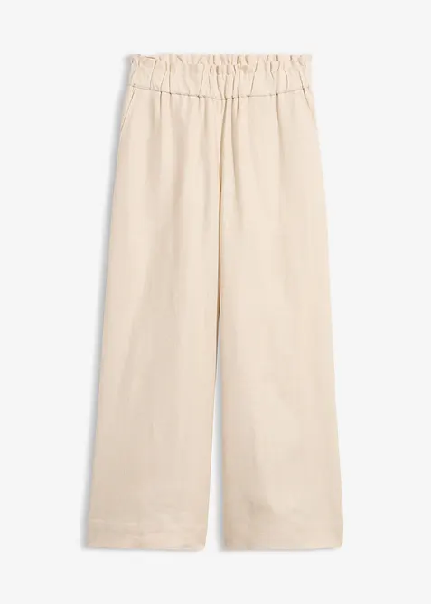 Leinen-Culotte, wadenlang in beige von vorne - bonprix