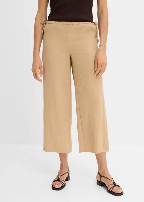Culotte aus fließendem Viskose-Mix in beige von vorne - bonprix