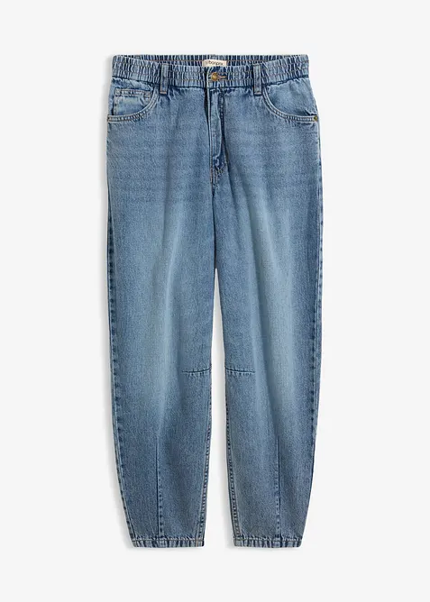 Leichte Barrel-Jeans High Waist cropped in blau von vorne - bonprix