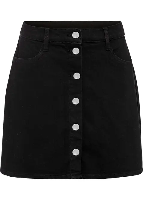 Stretch-Jeansrock in schwarz von vorne - bonprix