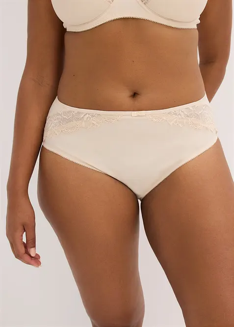 Maxislip mit zarter Spitze (2er Pack) in beige von vorne - bonprix