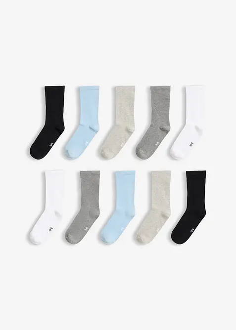Socken mit druckfreiem Bund (10er Pack) in weiß von vorne - bonprix