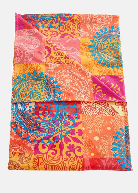 Tagesdecke mit Patchwork Druck in orange von vorne - bonprix