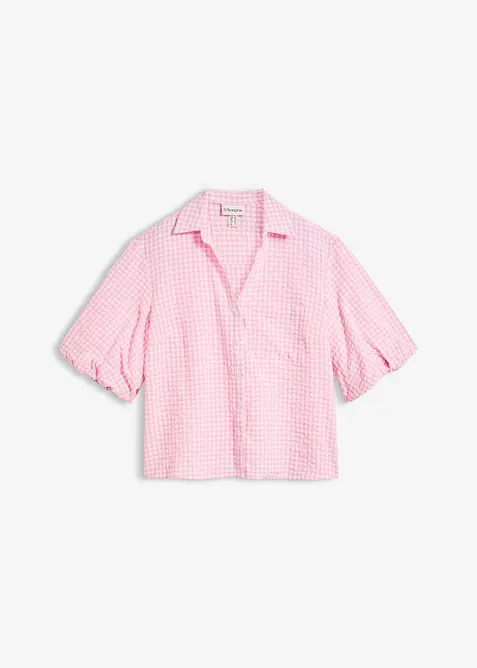 Bluse aus reiner Baumwolle in rosa von vorne - bonprix
