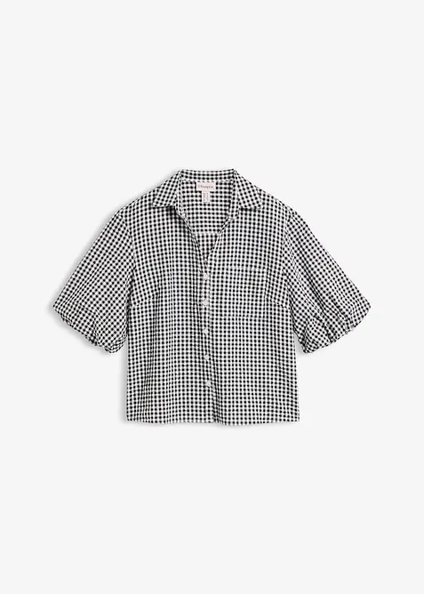 Bluse aus reiner Baumwolle in schwarz von vorne - bonprix