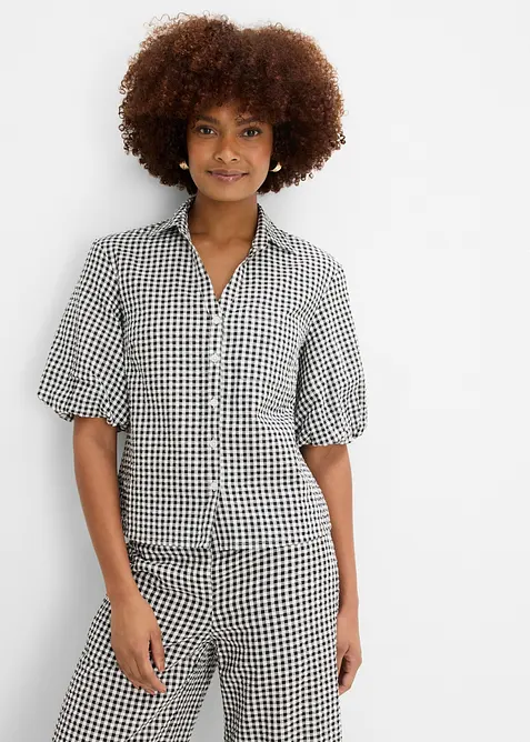 Bluse aus reiner Baumwolle in schwarz von vorne (im Anschnitt) - bonprix