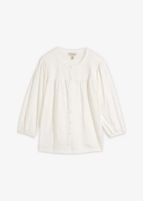 Flammgarn-Shirtbluse aus reiner Bio-Baumwolle in weiß von vorne - bonprix