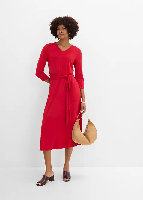 Viskose Jerseykleid in rot im Look von vorne (Totalaufnahme) - bonprix
