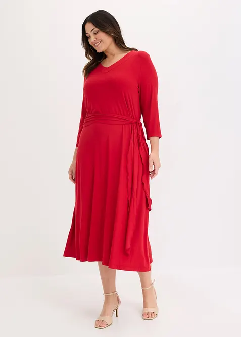 Viskose Jerseykleid in rot von vorne (Totalaufnahme) - bonprix
